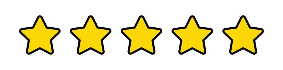 Star Icon Set – Simple Yellow Stars in Flat Vector Style for UI, Favorite, and Rating Design Elements