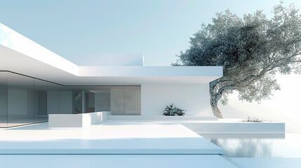 Modern luxury house. Architectural real estate or property	 with infinity pool