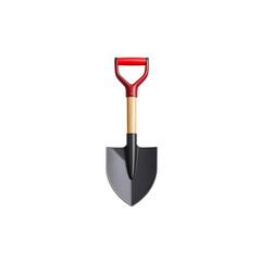Steel shovel and trowel gardening tools with wooden handles isolated on a white background