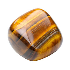 Polished Tiger Eye Stone on White Background