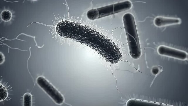 Detailed Visualization of Escherichia Coli Bacteria: Microscopic View and Scientific Representation