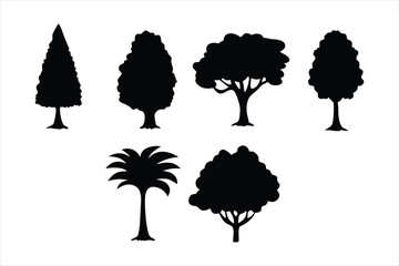 Diverse Tree Silhouettes Collection - Nature Landscape Elements
