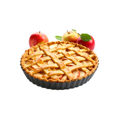 Delicious homemade apple pie slice on a white plate