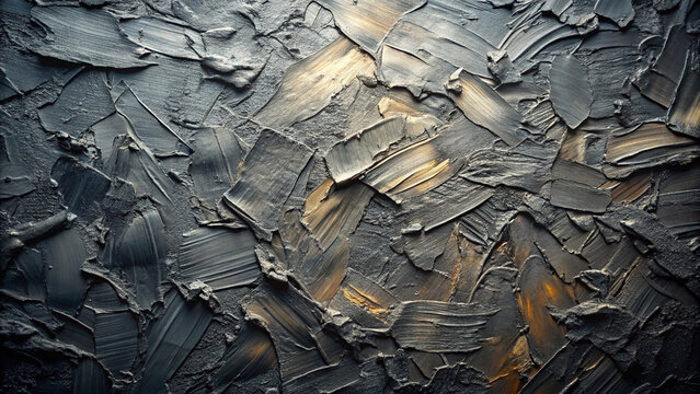 Abstract gray and gold impasto texture background