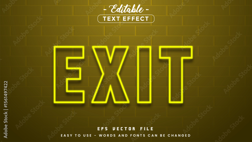 Poster neon exit sign editable text effect.