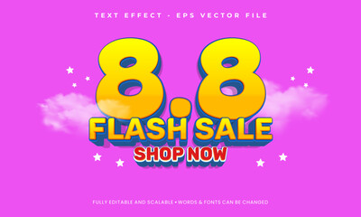 8.8 editable text effect flash sale banner template design for web or social media
