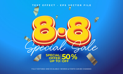 8.8 Special Sale design template. Massive sale promotion at 8.8. Advertisement for web. Social media and online shopping