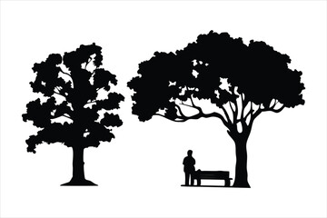 Person Walking Alone with Tree Silhouette - Nature and Solitude