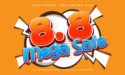 Vector Poster or banner for 8.8 Shopping Day with cartoon style number 8. August 8 sale banner template design for social media