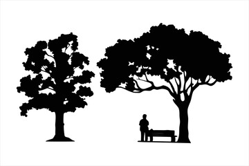 Person Walking Alone with Tree Silhouette - Nature and Solitude