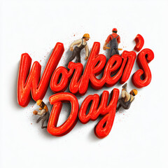  WORKERS DAY text design with workers