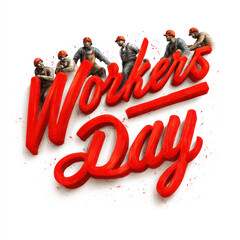  WORKERS DAY text design with workers