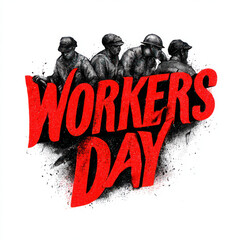  WORKERS DAY text design with workers