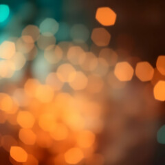 Obraz premium Terracotta teal bokeh background blurred lights