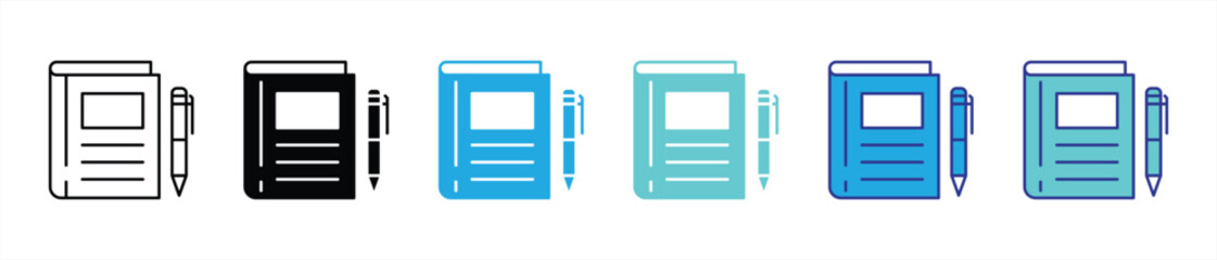 Fototapeta premium book and pencil icon set. contain symbol of learning, creativity, daily productivity for education, journaling, study apps icon thin line and color style icon symbol sign. vector illustration
