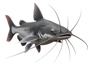 Explore the freshwater catfish species image for identification and information needs on transparent background