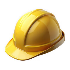Fototapeta premium Shiny yellow hard hat for construction safety isolated on transparent background