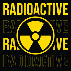 Obraz premium Yellow caution sign with black radiation symbol depicting nuclear power hazard and atomic risk