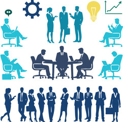 Group of Business People – Meeting Silhouette in Flat Style

