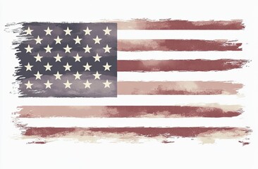 Watercolor-style US flag with distressed effect
