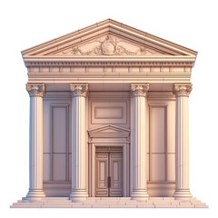 Naklejka premium Cute 3D clay illustration of a bank building facade, plasticine style icon for banking, finance, and institutional concepts, isolated element representing stability and wealth.