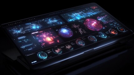 Advanced Sci-Fi Galaxy Control Panel Interface in Futuristic Display