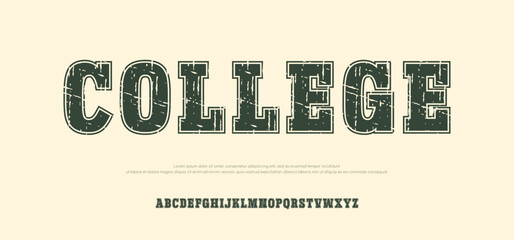 Classic college font. Vintage sport font in american style for football, baseball or basketball logos and t-shirt. Athletic department typeface, varsity style font. Vector	