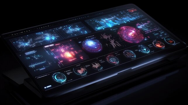 Advanced Sci-Fi Galaxy Control Panel Interface in Futuristic Display - Powered by Adobe