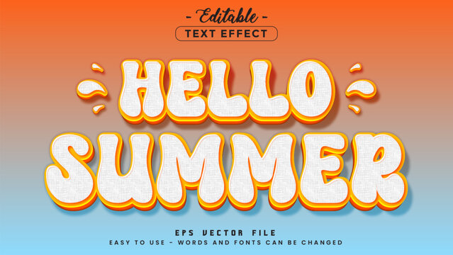 Hello summer comic style, editable text effect.