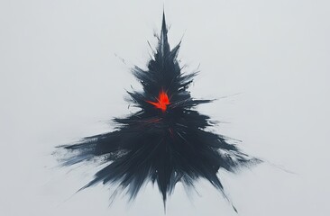 Abstract dark triangular shape with a red center on a light background