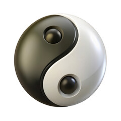 Yin yang symbol in black and white isolated on transparent background