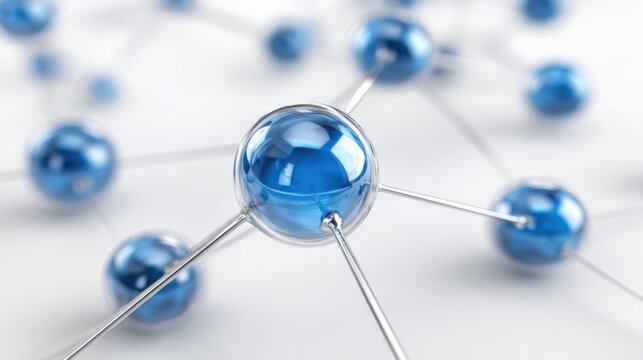 Close-up of blue molecular model representing chemical structures and science. - Powered by Adobe