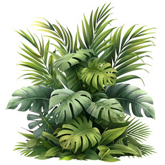 Fototapeta premium Lush Tropical Foliage Monstera Leaves Palm Fronds Green Paradise