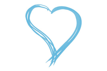 A light blue heart drawn in ink sits on a transparent background.