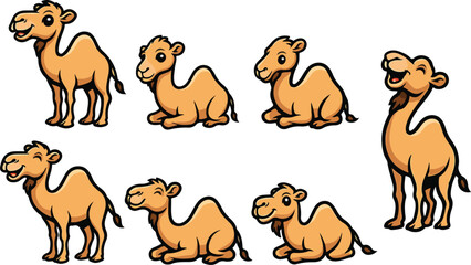 vector illustration of camel funny cute cartoon mascot character cartoon with 7 poses 03