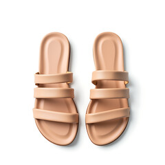 Fototapeta premium Open toe sandals with cushioned sole and thin straps in beige color 