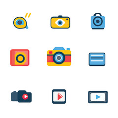 2D Flat icon Digital Content Creation & Editing Icons isolated in White Background