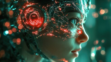 A cybernetic human using a neural implant to access the internet mentally