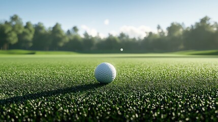 Golf Ball on a Lush Green Putting Green