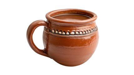 A traditional Mexican clay mug with hot