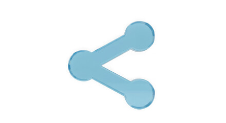 Share Icon: A minimalist translucent light blue icon, symbolizing connection, with three circles joined by two lines, suggesting sharing and networking.