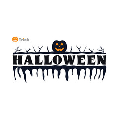 Fototapeta premium Happy Halloween party emblem 1+ Million Halloween Vector Art, Icons, banner and Graphics for