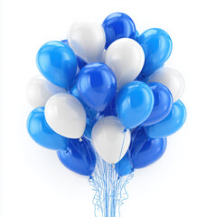A Vibrant Bunch of Blue and White Balloons , PNG isolated cut out image