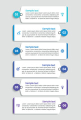 Business infographic vector design template with 6 options, steps or processes. Can be used for workflow layout, diagram, annual report, web design	
