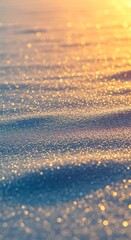 Glistening Snow Texture Illuminated by Warm Sunrise Light with Gentle Ripples and Sparkle