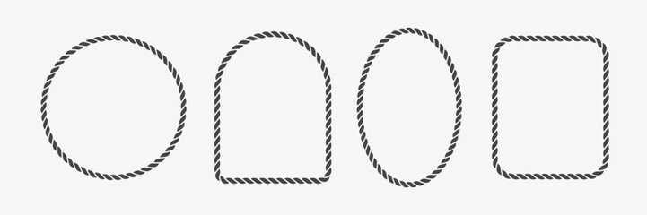 Set of rope frames black color. Vector illustration