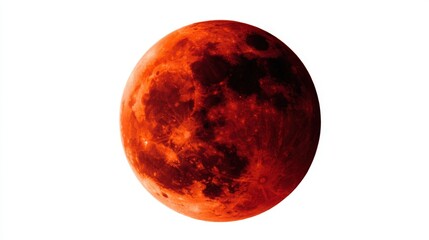 Stunning close-up view of a blood moon lunar eclipse during a clear night sky.