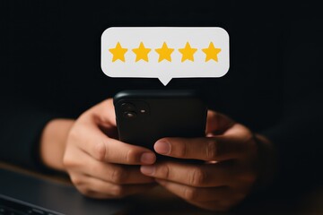 Smartphone displaying positive online feedback.