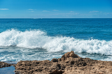 beautiful seascape waves on a windy bright day