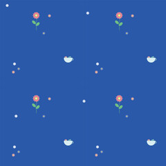 Minimal Seamless Wellness Pattern with Herbal Tea and Flowers | Self-Care and Female Comfort Design